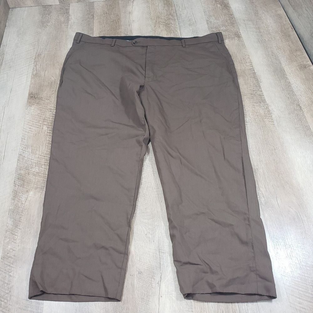 Pronto Uomo Couture Men's Solid Wool Straight Dress Pants Brown Size 48